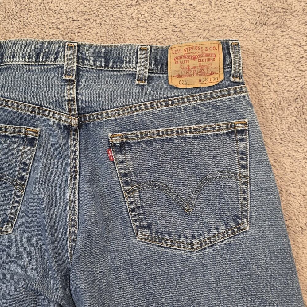 VTG Levis 505 Y2K Blue Jeans Mens Size 38 x 30 Classic Straight Fit Cotton